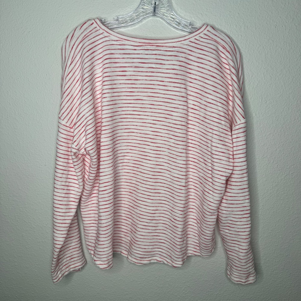 T‎ by Talbots Women's White Red Striped Cotton Long Sleeve Top XL Petite Casual - Picture 6 of 9